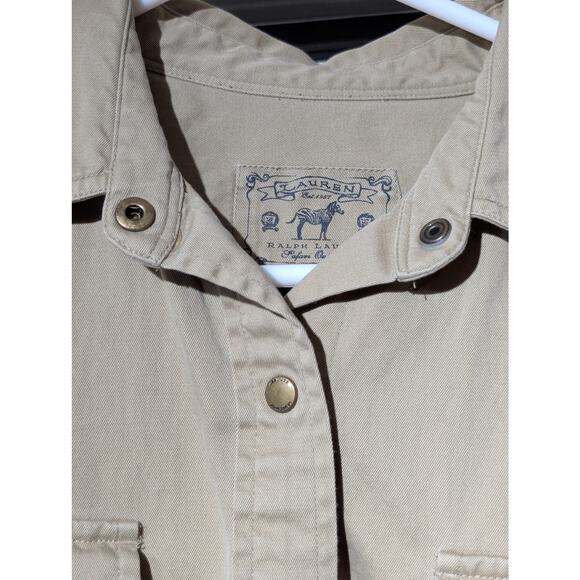 Lauren Ralph Lauren Safari Field Shirt Khaki Utility Pockets Unisex Size Medium - Picture 6 of 13